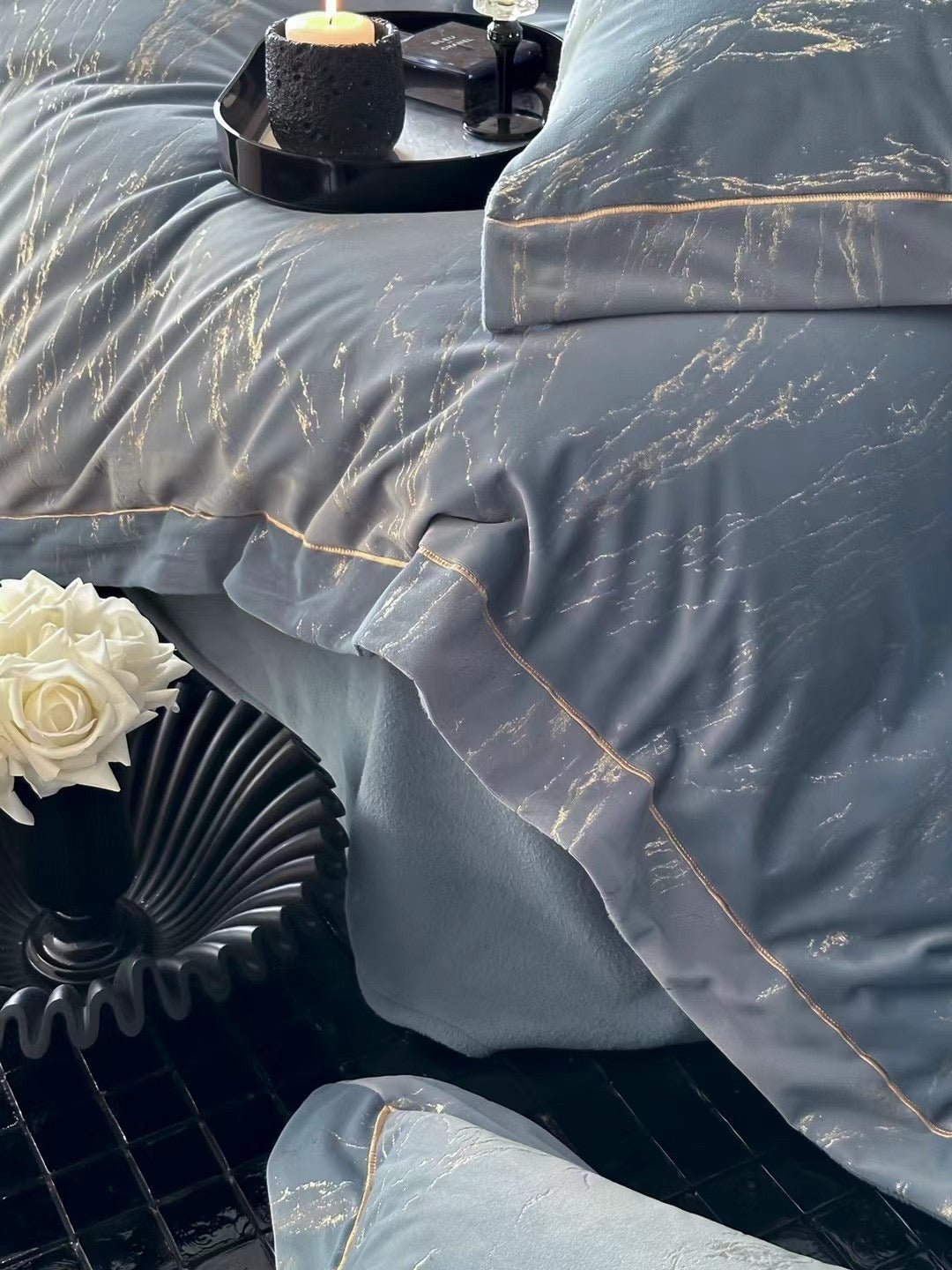 Celestial Embrace - Gilded Velvet Luxury Bedding Set