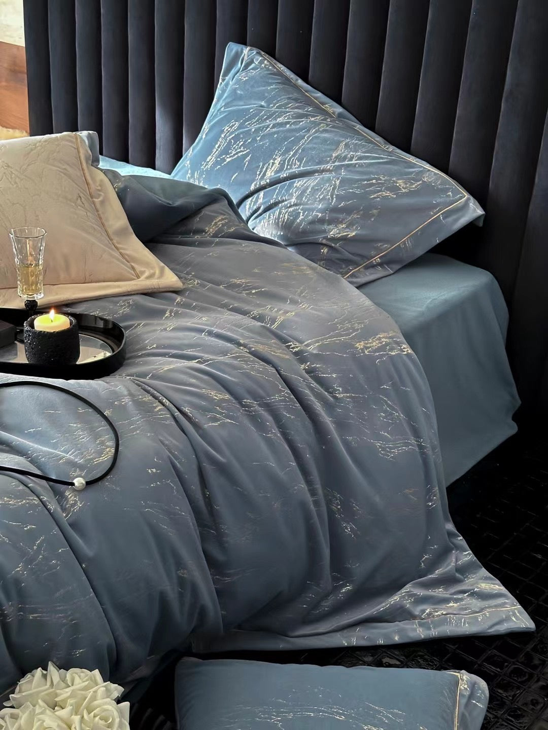 Celestial Embrace - Gilded Velvet Luxury Bedding Set