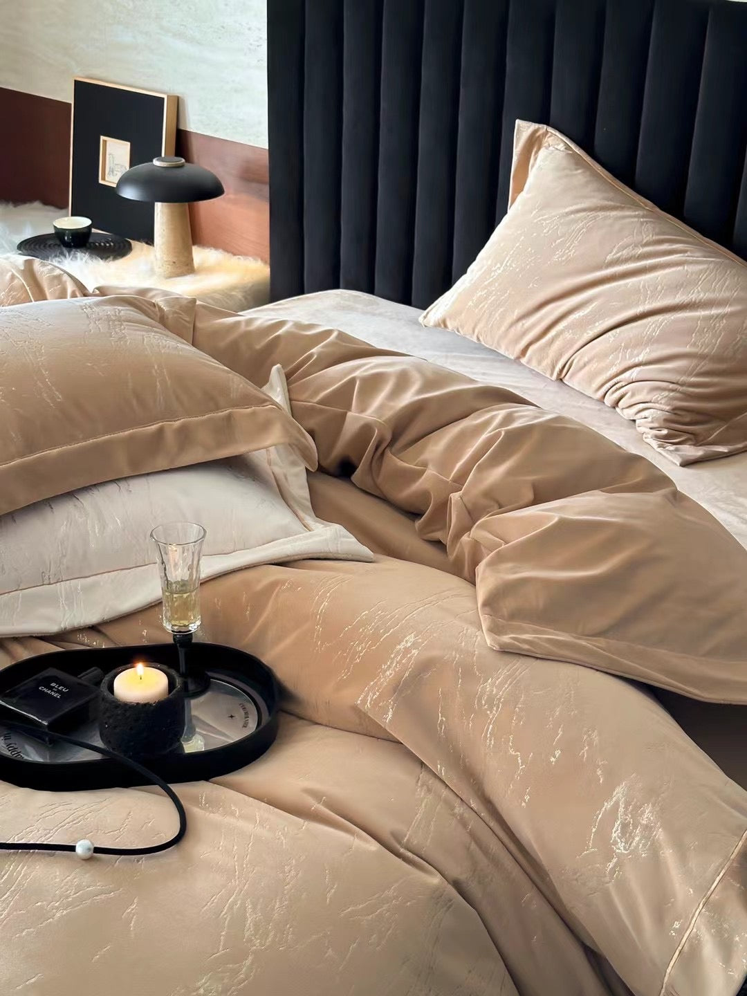 Celestial Embrace - Gilded Velvet Luxury Bedding Set