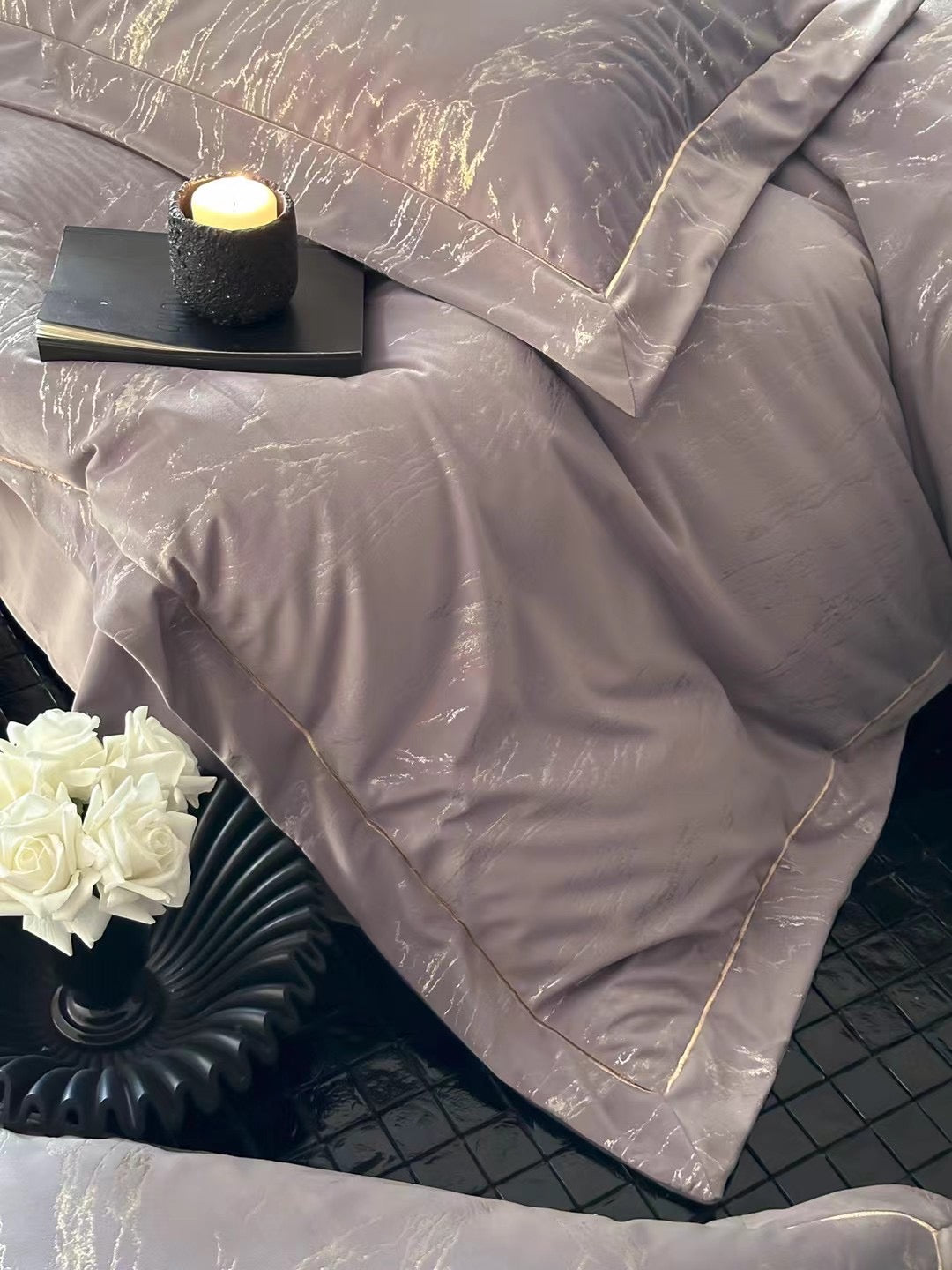 Celestial Embrace - Gilded Velvet Luxury Bedding Set